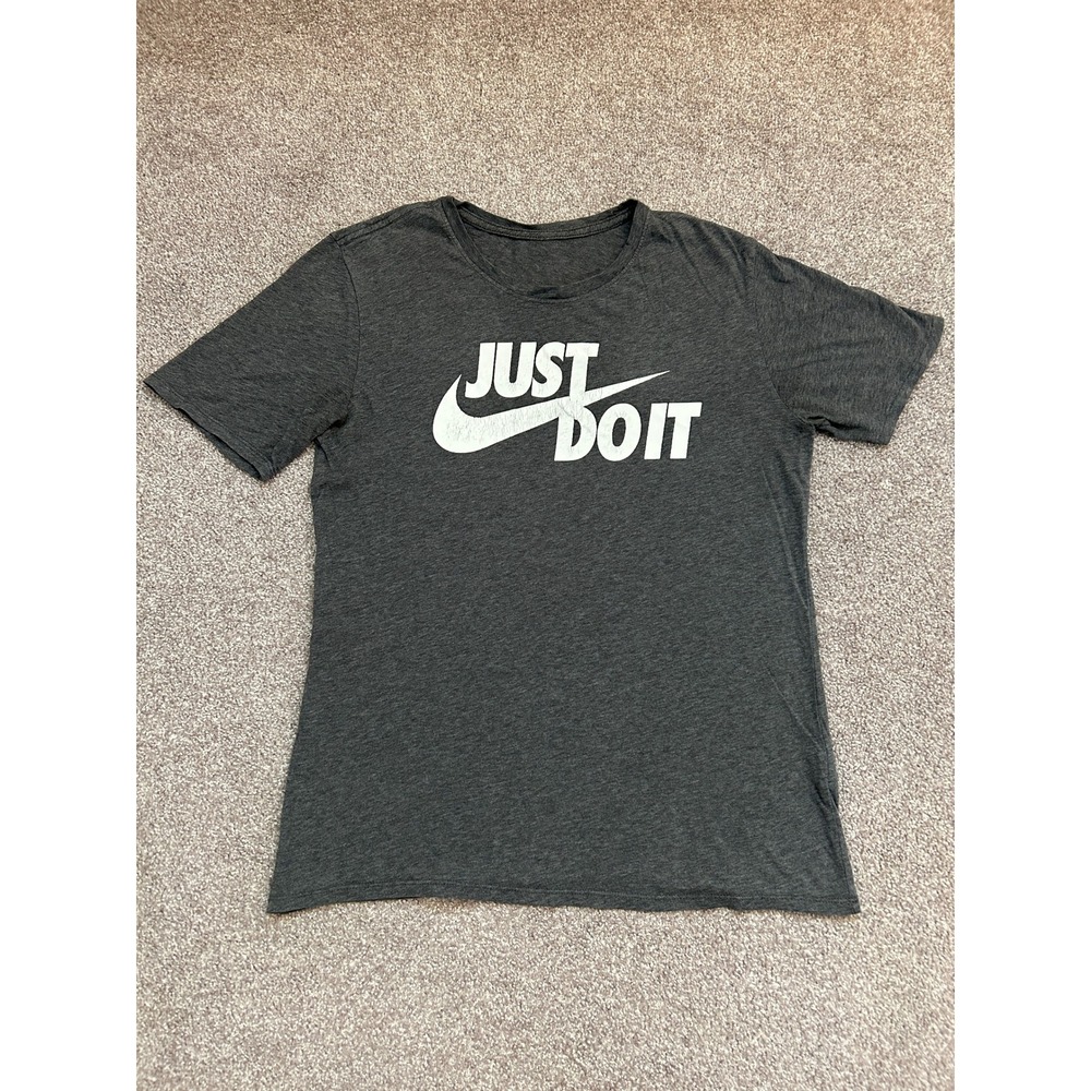 Nike T-Shirt Mens XL Gray Good Just Do It Swoosh Logo Short Sleeve Graphic Tee